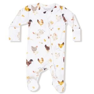 Angel Dear Collector Chickens two way zipper footed onesie